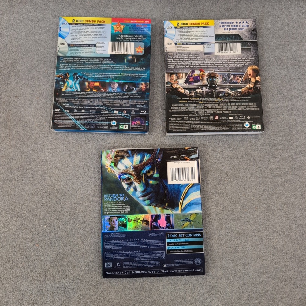 Sci-Fi Blu-ray DVD Bundle Tron Legacy Real Steel Avatar 2-Disc Combo‎ Packs Lot - Picture 2 of 2